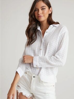 Bella Dahl White Textured Button Front Shirt